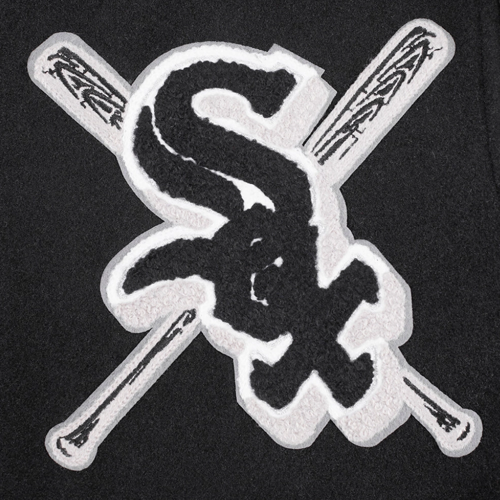 Chicago White Sox Mashup Women’s Wool & Leather Varsity Black Jacket 4
