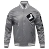 Chicago White Sox Old English Ribbed Knitted Satin Varsity Jacket – Gray