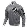 Chicago White Sox Old English Ribbed Knitted Satin Varsity Jacket – Gray 3