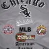 Chicago White Sox Old English Ribbed Knitted Satin Varsity Jacket – Gray 4