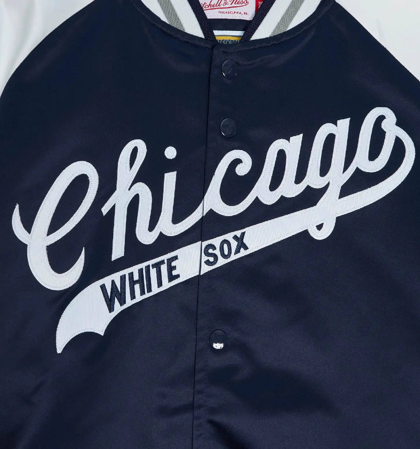 Chicago White Sox Primetime Full-Snap Satin Varsity Jacket – Navy 2