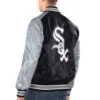 Chicago White Sox Renegade BlackGrey Satin Varsity Jacket 1