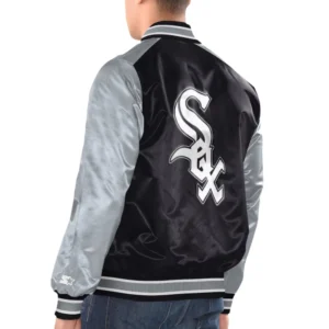 Chicago White Sox Renegade BlackGrey Satin Varsity Jacket 1