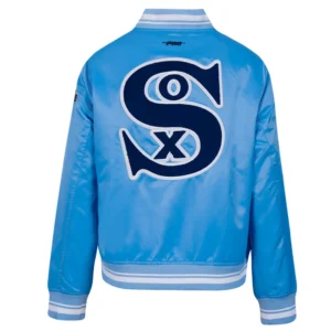 Chicago White Sox Retro Classic Full-Snap Satin Varsity Jacket – Blue 1