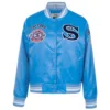 Chicago White Sox Retro Classic Full-Snap Satin Varsity Jacket – Blue