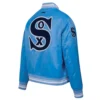 Chicago White Sox Retro Classic Full-Snap Satin Varsity Jacket – Blue 3
