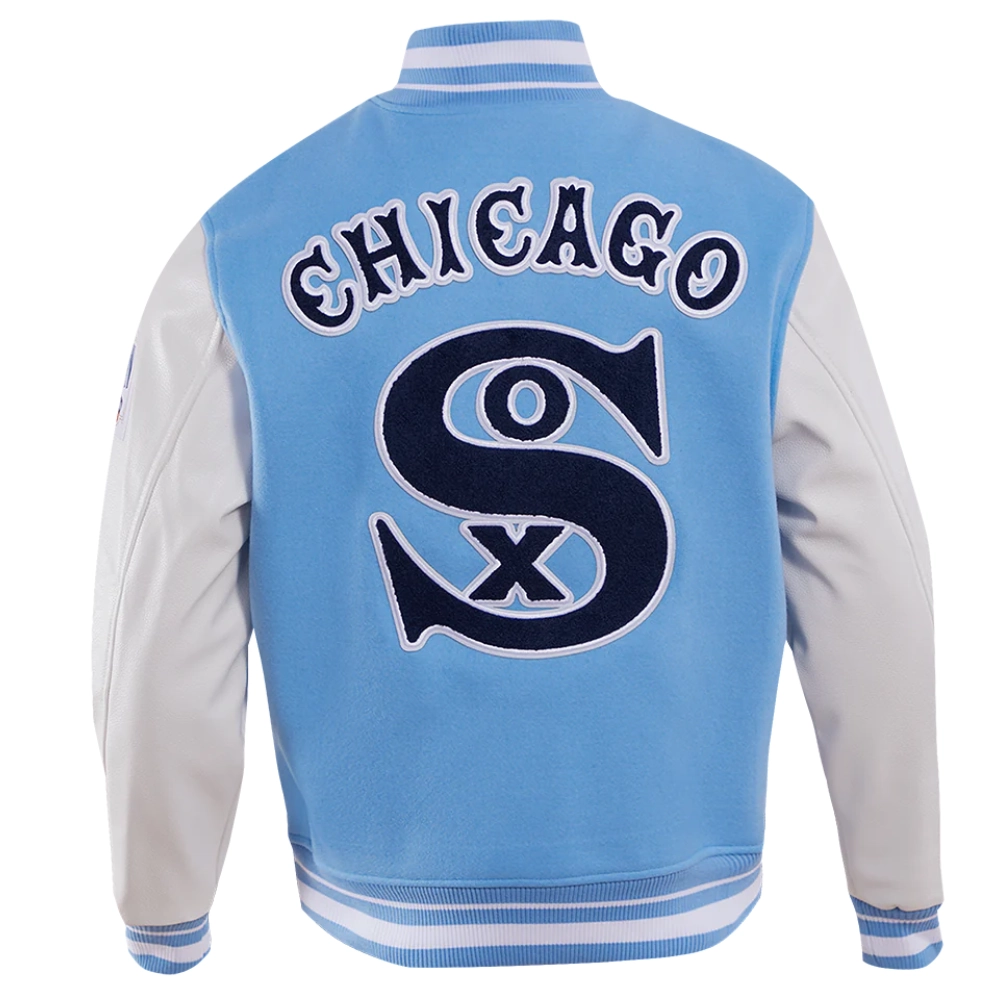 Chicago White Sox Retro Classic Wool & Leather Varsity BlueWhite Jacket 1