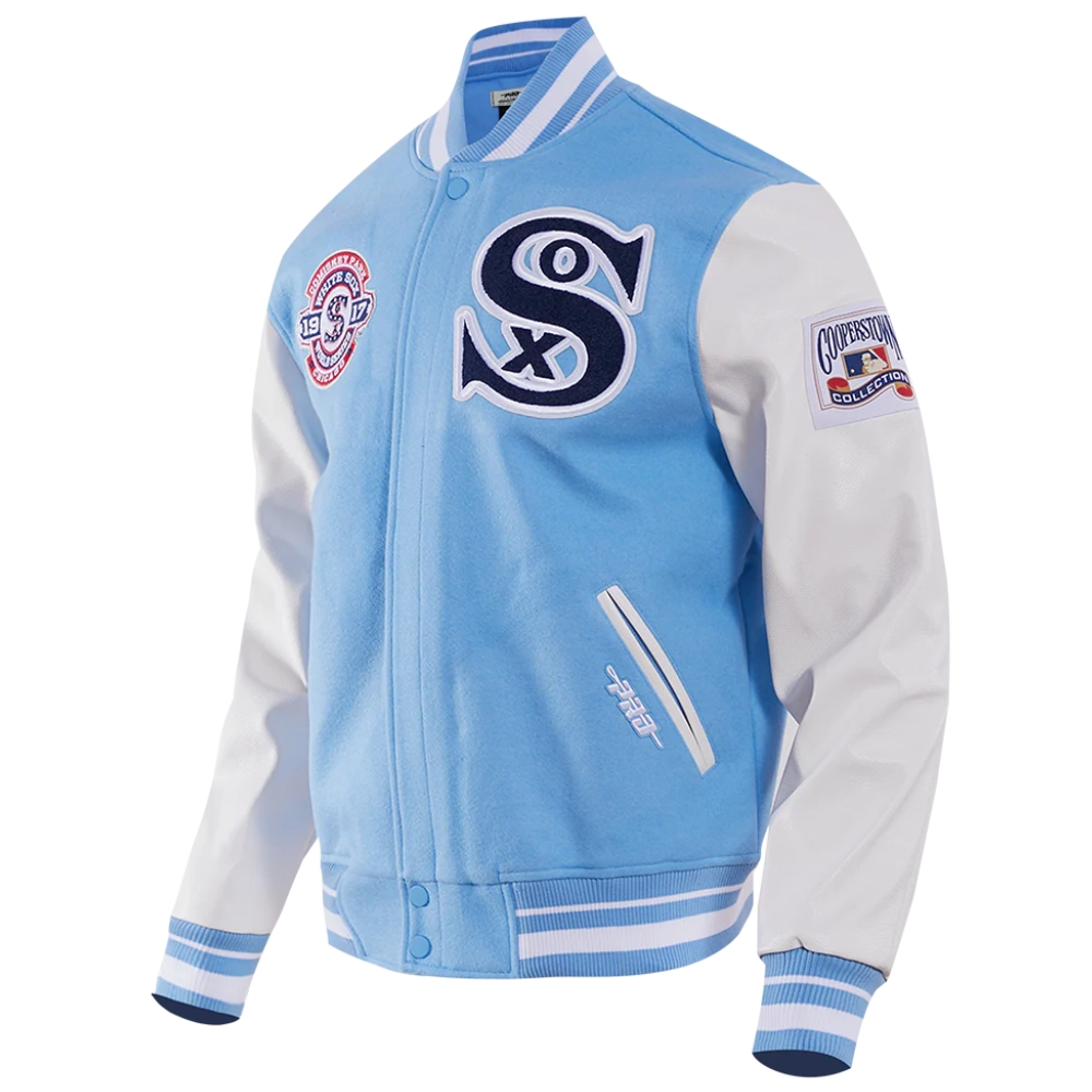 Chicago White Sox Retro Classic Wool & Leather Varsity BlueWhite Jacket 2