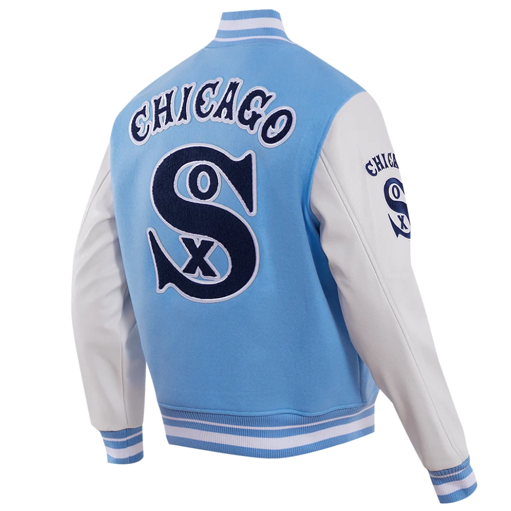 Chicago White Sox Retro Classic Wool & Leather Varsity BlueWhite Jacket 3