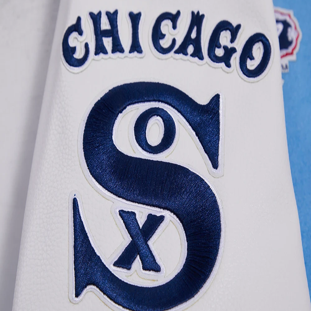 Chicago White Sox Retro Classic Wool & Leather Varsity BlueWhite Jacket 7