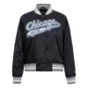 Chicago White Sox Script Tail Black Satin Varsity Jacket