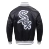 Chicago White Sox Script Tail Men’s Black Satin Varsity Jacket 1