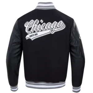 Chicago White Sox Script Tail Rib Wool & Leather Varsity Jacket 1