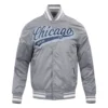 Chicago White Sox Script Tail Satin Varsity Gray Jacket