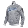 Chicago White Sox Script Tail Satin Varsity Gray Jacket 2