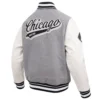 Chicago White Sox Script Tail Wool & Leather GrayWhite Varsity Jacket 3