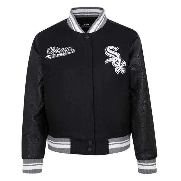 Chicago White Sox Script Tail Wool & Leather Varsity Jacket