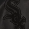 Chicago White Sox Shirt Collar Full Leather Black Bomber Varsity Jacket 2