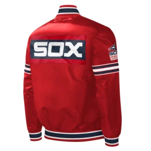 Chicago White Sox Slider Full-Snap Red Satin Varsity Jacket 1