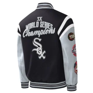 Chicago White Sox Title Holder Full-Snap Varsity Jacket – BlackGrey 1