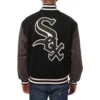 Chicago White Sox Two Tone Handcrafted Logo BlackGray Wool Varsity Jacket 1