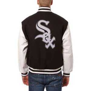 Chicago White Sox Two Tone Real Wool & Leather Varsity Jacket – BlackWhite 1