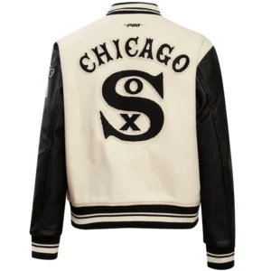 Chicago White Sox Women’s Retro Classic WhiteBlack Varsity Jacket 1