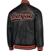 Cincinnati Bengals Black Stiff Arm Pleather Varsity Jacket 1
