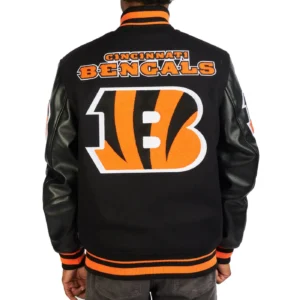 Cincinnati Bengals Mashup Black Varsity Jacket 1