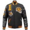 Cincinnati Bengals Mashup Rib Knitted Wool & Leather Varsity Black Jacket