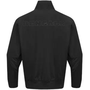 Cincinnati Bengals Neutral Black Satin Varsity Jacket 1