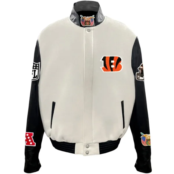 Cincinnati Bengals Off White Jeff Hamilton Stand Up Collar Jacket