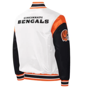 Cincinnati Bengals Pitch White and Black Varsity Jacket 1