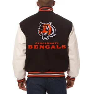 Cincinnati Bengals Two Tone Wool Black Varsity Jacket 1