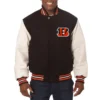 Cincinnati Bengals Two Tone Wool Black Varsity Jacket