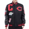 Cincinnati Reds Mashup Black Wool & Leather Varsity Jacket
