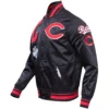 Cincinnati Reds Mashup Full-Snap Black Satin Varsity Jacket 2