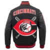 Cincinnati Reds Mashup Wool & Leather Varsity Black Jacket 1