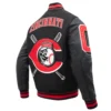 Cincinnati Reds Mashup Wool & Leather Varsity Black Jacket 3