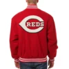 Cincinnati Reds One Color Handcrafted Logo Wool Varsity Jacket – Red 1