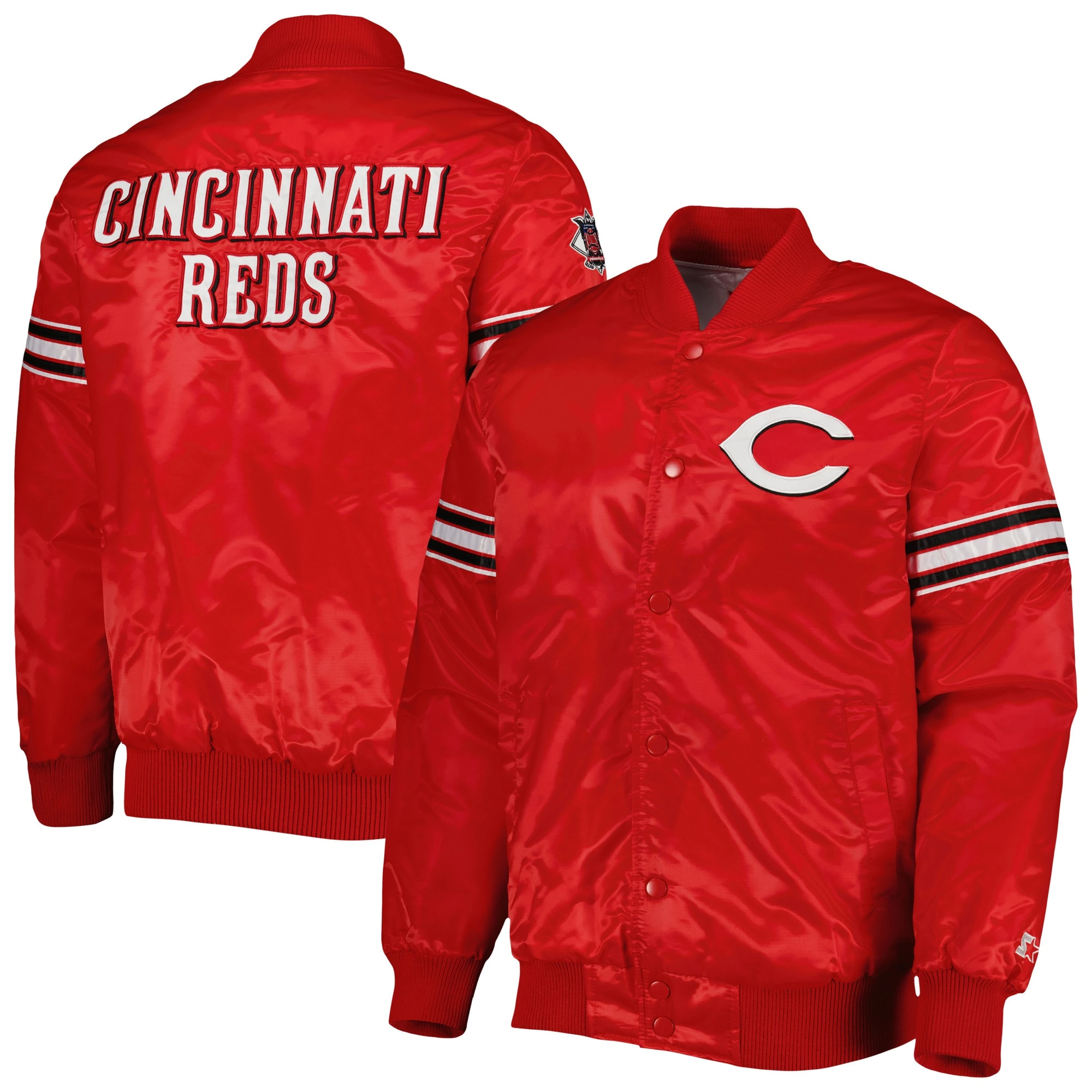 Cincinnati Reds Pick & Roll Full-Snap Satin Varsity Red Jacket 2