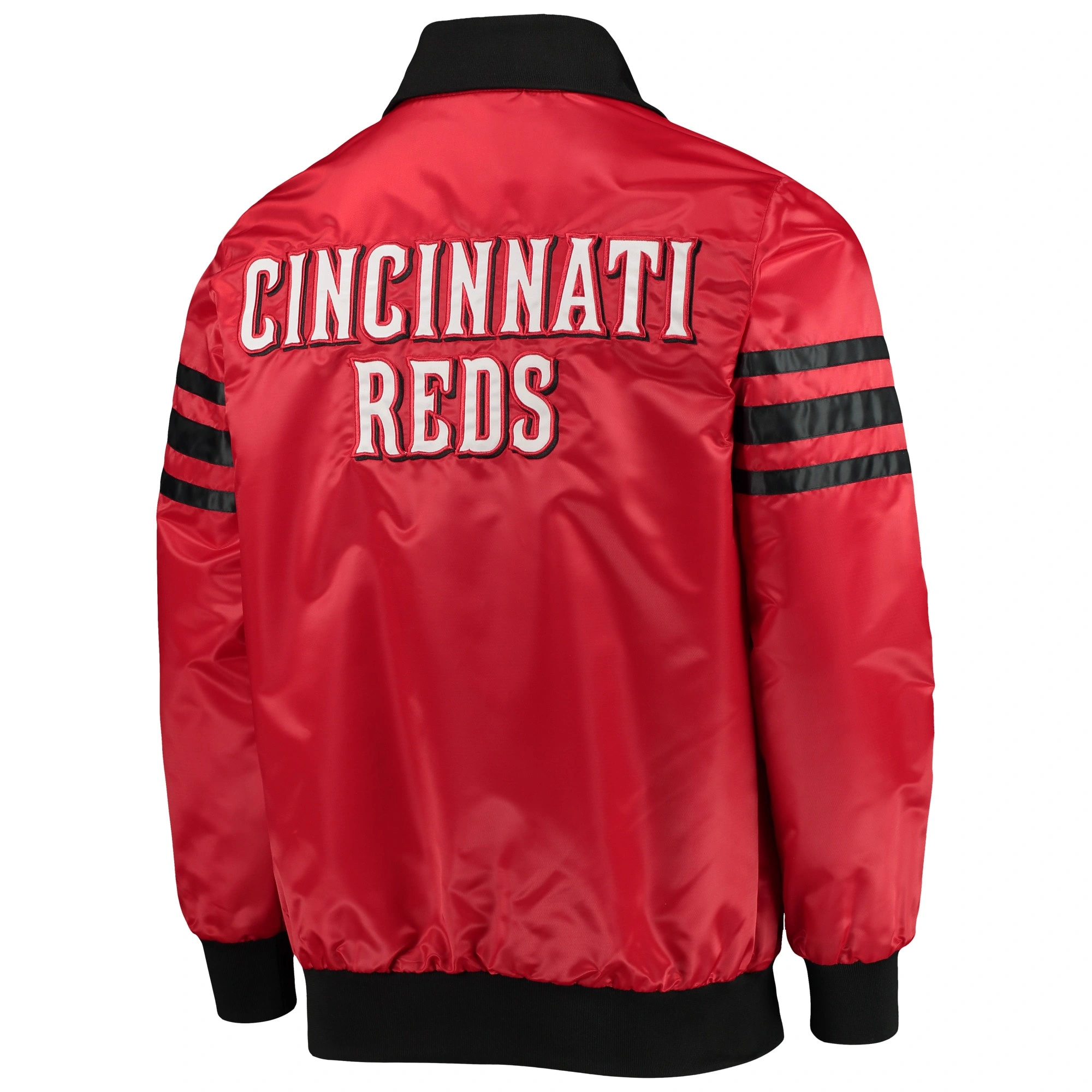 Cincinnati Reds Red The Captain II Full-Zip Satin Varsity Jacket 1