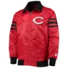 Cincinnati Reds Red The Captain II Full-Zip Satin Varsity Jacket