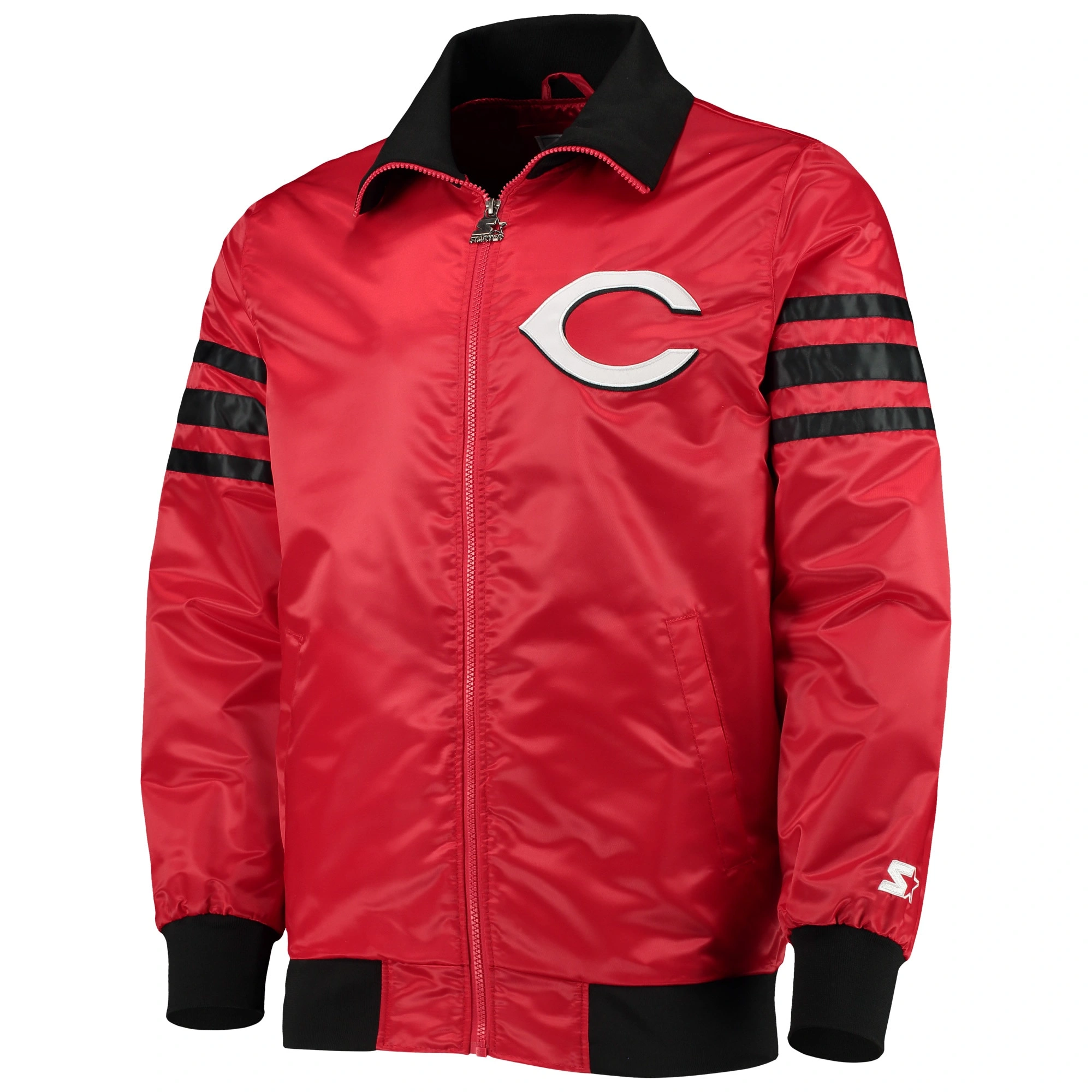Cincinnati Reds Red The Captain II Full-Zip Satin Varsity Jacket