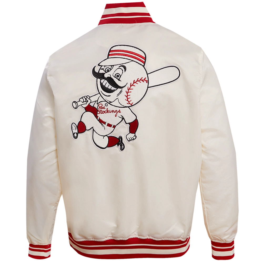 Cincinnati Reds Retro Classic Full-Snap Satin Varsity Jacket 1
