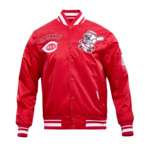 Cincinnati Reds Retro Classic Full-Snap Satin Varsity Red Jacket