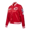 Cincinnati Reds Retro Classic Women’s Full-Snap Satin Varsity Red Jacket 2