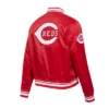 Cincinnati Reds Retro Classic Women’s Full-Snap Satin Varsity Red Jacket 3
