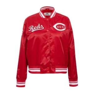 Cincinnati Reds Retro Classic Women’s Full-Snap Satin Varsity Red Jacket