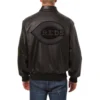 Cincinnati Reds Shirt Collar Full Leather Black Bomber Varsity Jacket 1